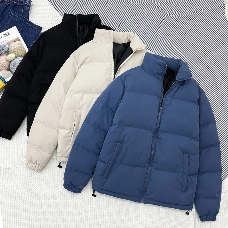 Winter Jacket Men Parkas Thicken Warm Coat Men's Stand Collar Jackets Solid Color Parka Women Fashion New Streetwear 5XL | Мужская