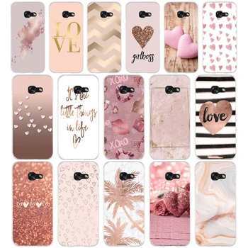 

365FG Gold Rose Love heart Soft Silicone Tpu Cover phone Case for Samsung a3 2016 a5 2017 a6 plus a7 a8 2018 s6 7 8 9
