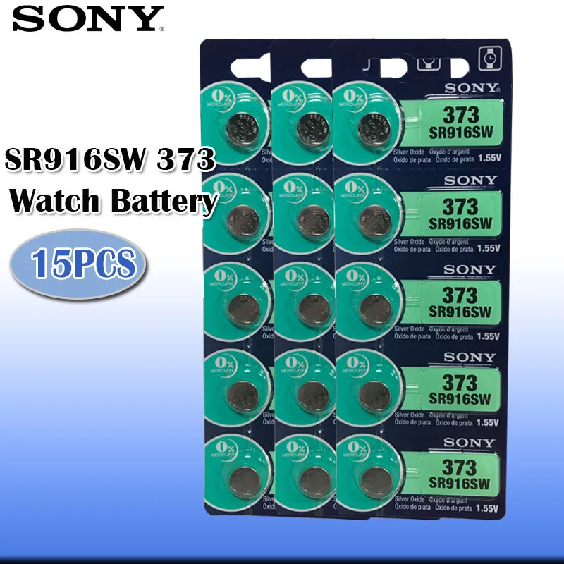15 шт. Sony 100% оригинал 1 55 в 373 SR916SW 916 SR916 оксид серебра часы батарея Кнопка монета