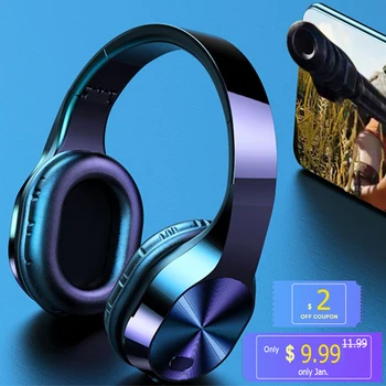 

T5 HiFi Active Noise Cancelling wireless headphones Bluetooth Headphones 9D Stereo Earphones Music Headsets With Mic TF Card