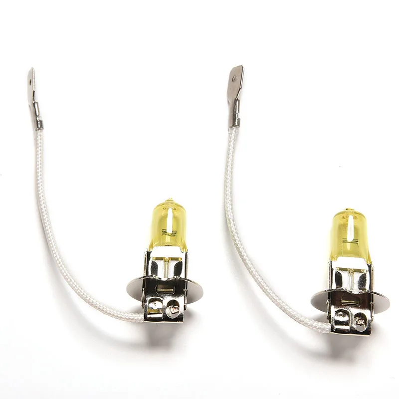 HeadLight Lamp Dark Golden Yellow Glass Replacement Car  Light Bulb Super Brighter 1Pair 12V 55W H3