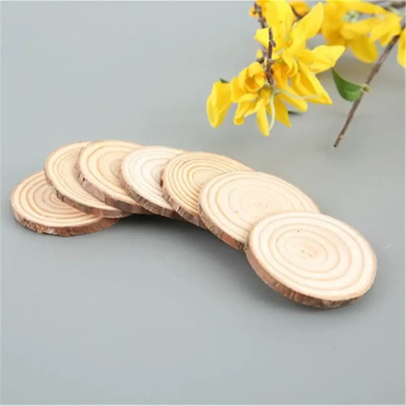 5 шт необработанные натуральные круглые деревянные ломтики круги с деревом коры бревна диски N84E