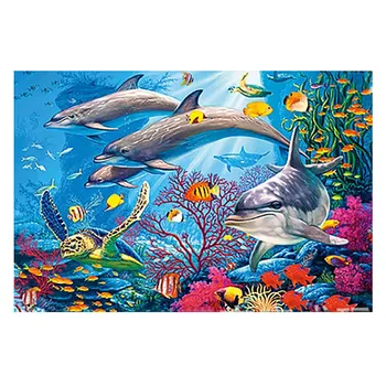 

Wood Jigsaws Puzzle 1000 Pieces DIY For Adults Kids Dolphin Landscape Pattern Oil Painting Wall Art Home Living Room Decor F422