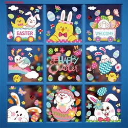 Cute Easter Egg Rabbit Cartoon Window Wall Sticker Kids Room Decorative Stickers Children Bedroom Nursery Home Decorations