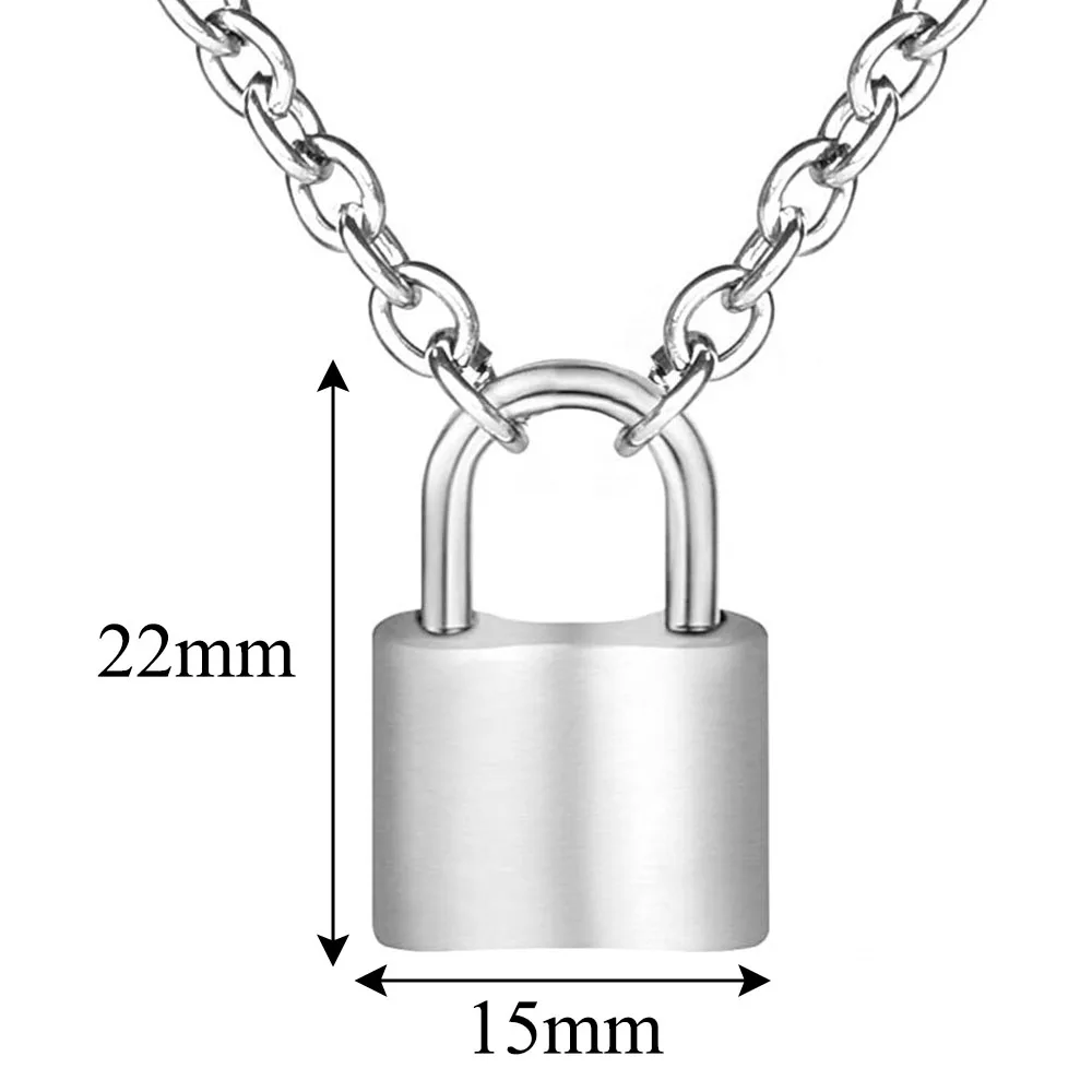 Stainless Steel Lock Pendant Necklace Punk Necklace Choker For Men Women Jewelry Gif Dropshipping 5