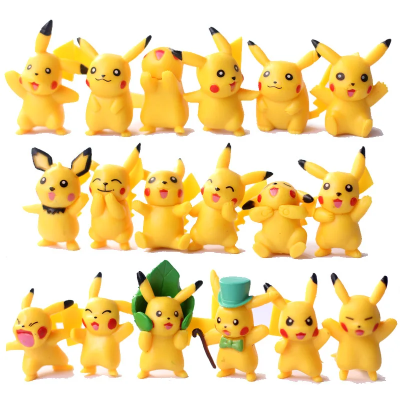 

Takara Tomy 6pcs/set Genuine Pokemon anime Cartoon Yellow Pikachu Landscape Decoration DIY Assembled Small Decoration Toy