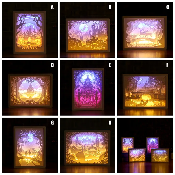 Художественное украшение 3D Бумага резьба лампа светодиодный светильник подарок для дома Спальня прикроватная банка CSV