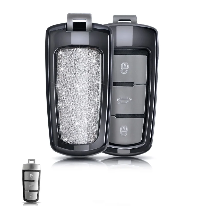 Car Key Case Diamond For Volkswagen Skoda Superb Magotan Passat B8 A7 Golf TiguanSmart Remote Fob Cover Keychain Bag Accessories - Название цвета: F