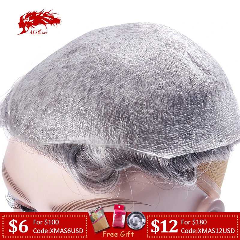 

Ali Queen Hair Thin Skin 0.02-0.03mm Mens toupee 8x10inch Hair Replacement Systems Pure Handmade Men Wig Remy Indian Hairpieces
