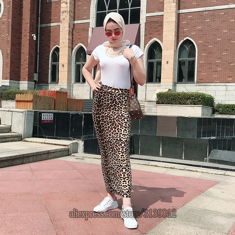 Faldas Mujer Moda Leopardo зимняя абайя мусульманская леопардовая длинная юбка-карандаш с высокой талией Jupe Longue Femme юбки для женщин