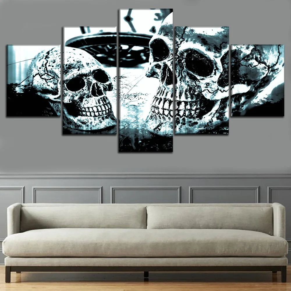 5 панелей абстрактная картина черепа Современная печать на холсте Тип плаката