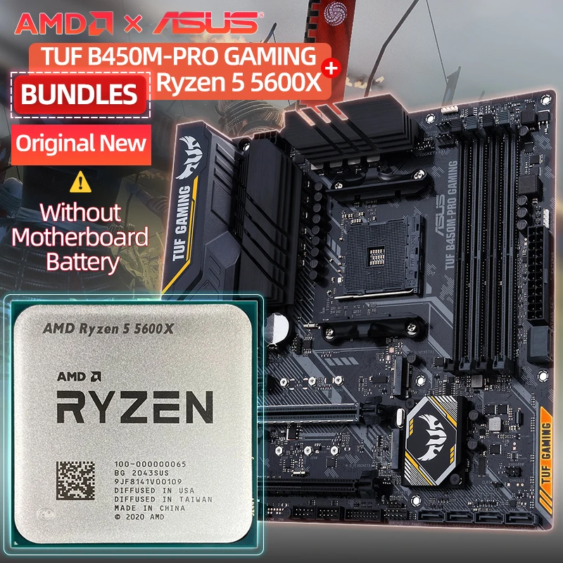 Новая игровая материнская плата AMD Ryzen 5 5600X R5 CPU + Asus TUF B450M PRO процессора комплект