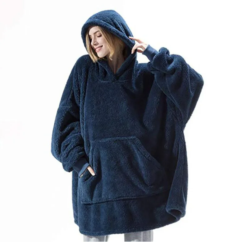 

Winter Thick Comfy TV Blanket Sweatshirt Solid Warm Hooded Blanket Adults and Children Fleece Weighted Blankets for Beds Travel