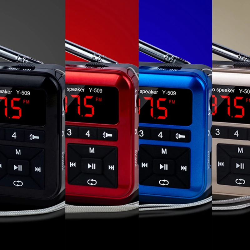 Portable FM Radio Media Speaker MP3 Music Player Support TF Card with LED Screen Display,Flashlight and Large Ailicone Key