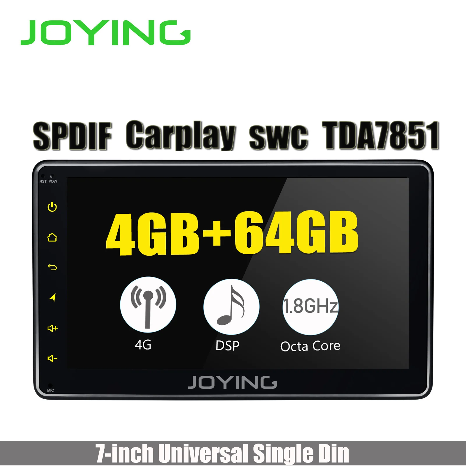 

Single Din 7" Built-in DSP 4G Module Carplay 4GB+64GB Head Unit Universal Android 8.1 Car Radio Stereo GPS Nagivation DVD Player