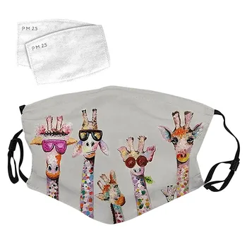 

Mascarilla Cartoon Print Women Face Washable Breathable Reusable Mask With 2pc Pm2.5 Activated Carbon Filter Mouth Caps Washable