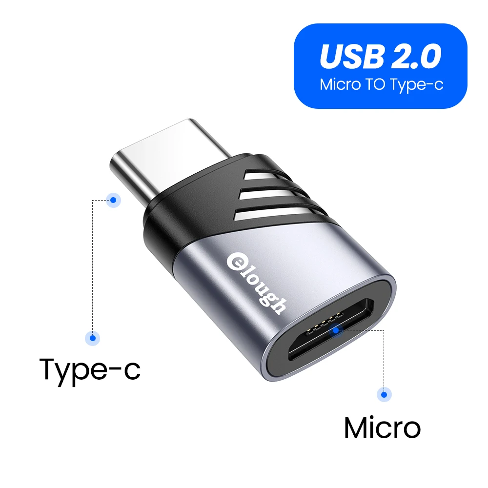 usb converter for phone Elough OTG Type C To USB Adapter OTG USB-C Male To Micro USB Type-C Female Converter For Macbook Pro Xiaomi Samsung S20 usb female to phone jack adapter Adapters & Converters