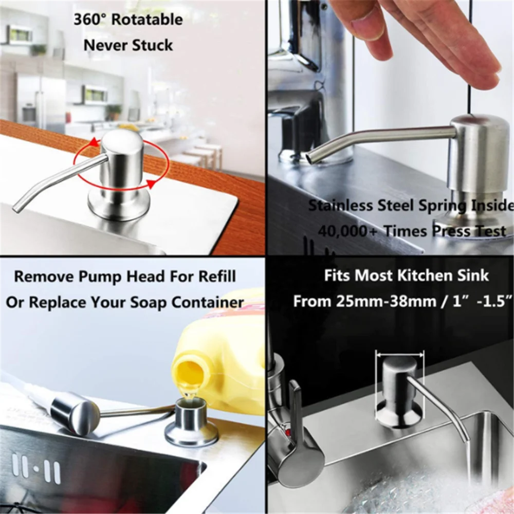 Kitchen Liquid Soap Dispenser Sink Soap Dispenser Pump Head With Tube Detergent Dispensers Press Pump Head for Dish Washing
