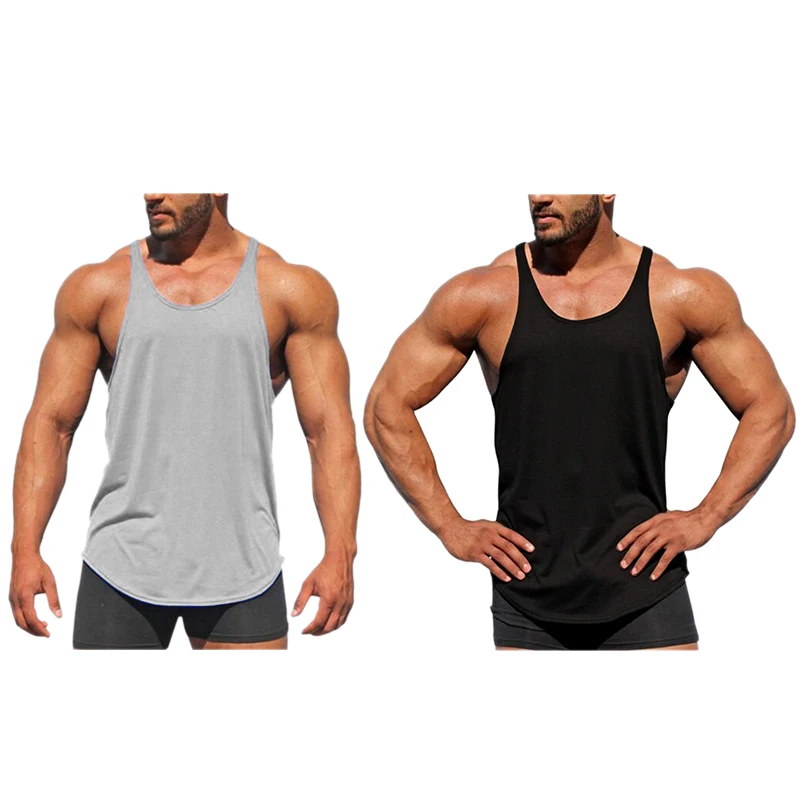 Muscleguys, 2 шт., бодибилдинг, мужские Стрингер топы, модная однотонная майка без рукавов, майка для тренажерного зала, одежда для фитнеса, хлопковая Рабочая одежда