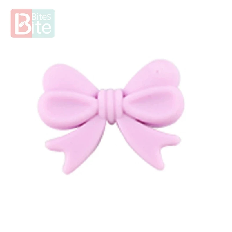 Candy Purple Bow Укусы 10 шт. детский Прорезыватель мини Силиконовый бант маленький галстук Прорезыватель для зубов из пищевого силикона DIY бисер 2 см Розетка без БФА, силиконовый шарик детская игрушка - Цвет: Candy Purple Bow