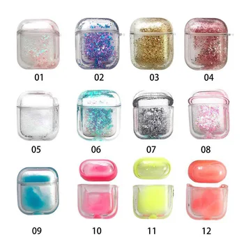 

Liquid Glitter Quicksand Earphone For Apple AirPods 2 1 Wireless Headphone Charging Box Sequins Case Protective Accessories