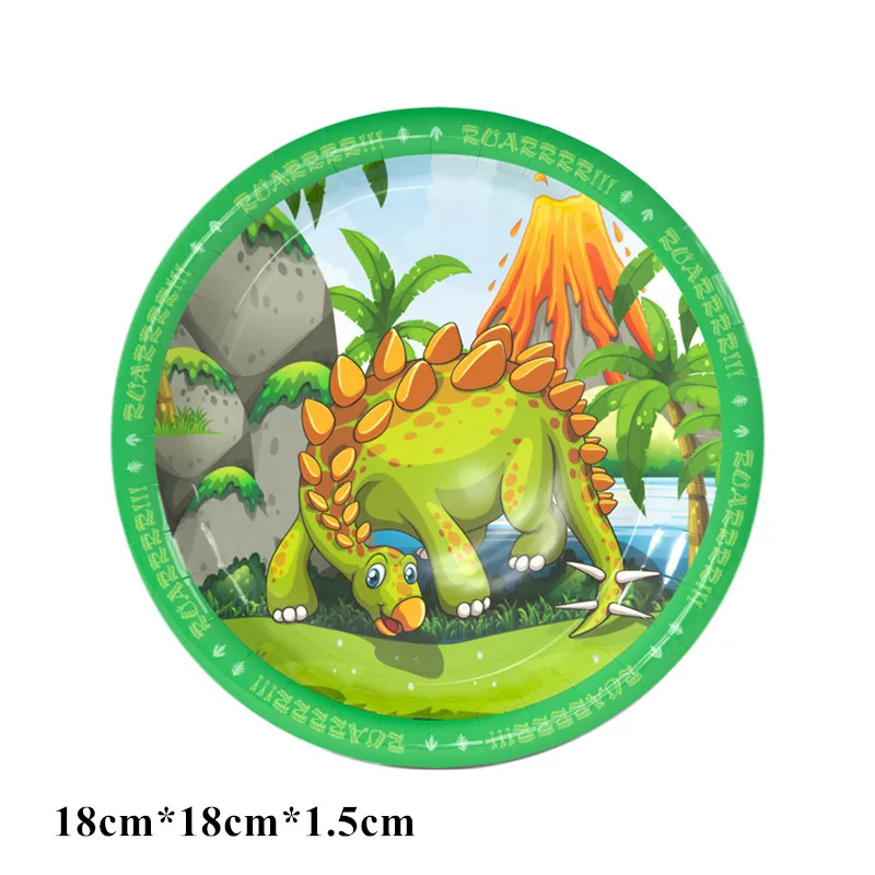 Зеленый динозавр тема одноразовые партии посуда наборы дети с днем рождения Декор кружки, тарелки, салфетки скатерть баннер принадлежности
