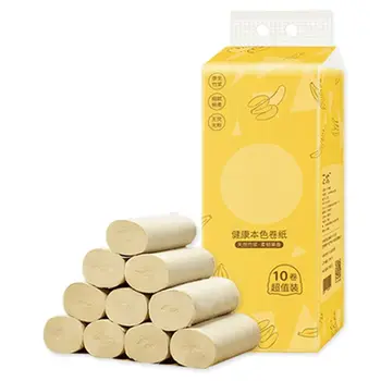 

10 Roll Wood Pulp Toilet Paper Towel 4 Layers Embossed Food Grade No Core Tissue