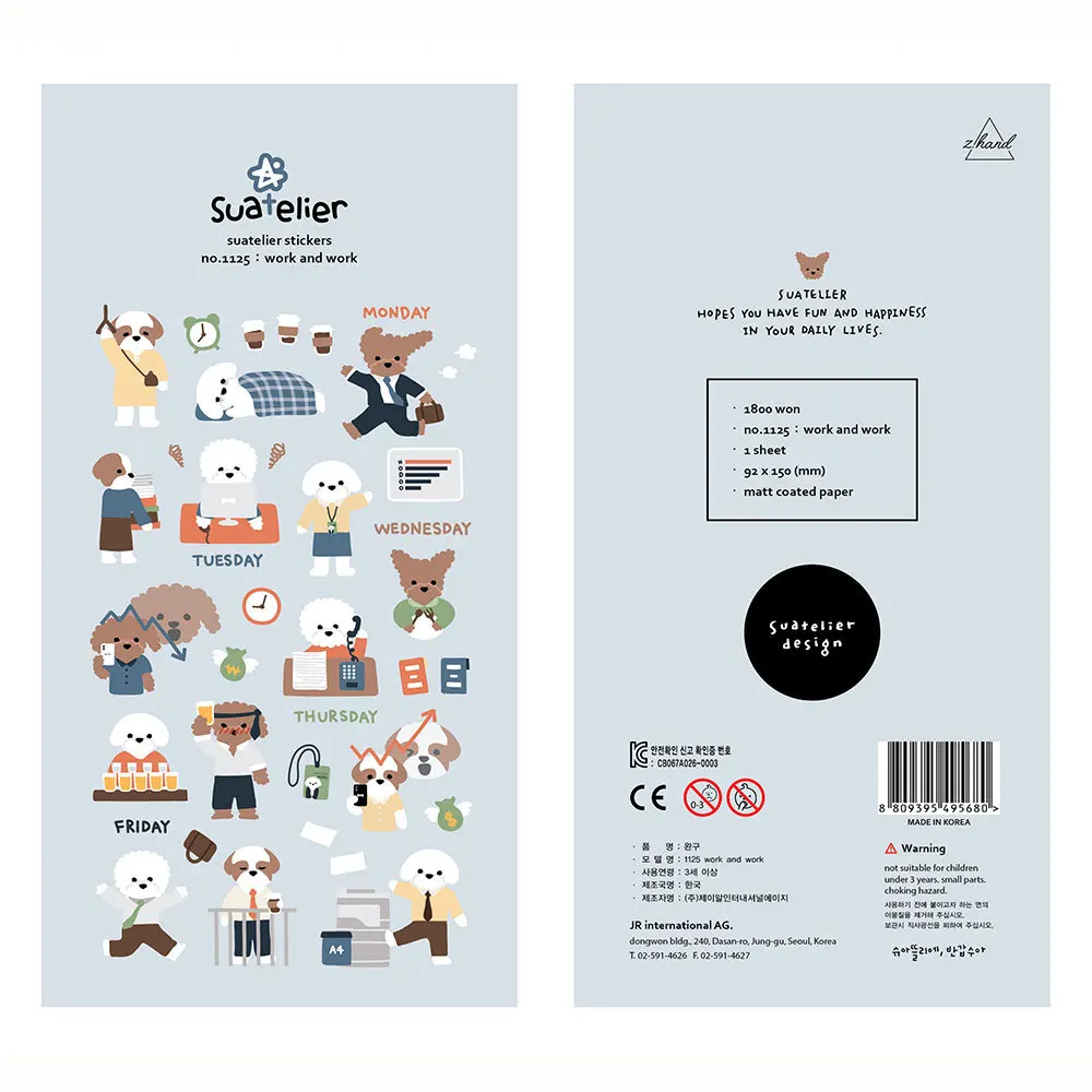 Korean Import Suatelier Kawaii Pet Teddy Dog Paper Stickers Cute Scrapbooking Diy Stationery Phone Sticker Deco Supplies | Канцтовары