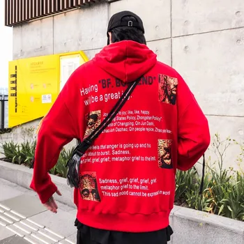 

Men Funny Printed Fleece Hoodies Casual Men Fashion Print Hip Hop Pullover Sweatshirts Retro Lovers Hooded Streetwear 2019 Tide