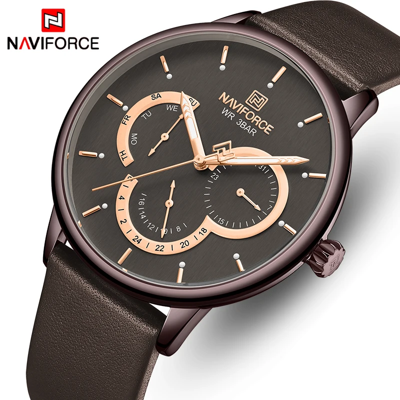 

NAVIFORCE New Mens Watches Luxury Fashion Brand Waterproof Date Quartz Watch Men Leather Sports Wrist Watch Relogio Masculino
