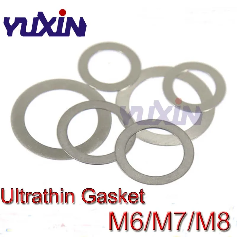 100pcs/lot M6 M7 M8 Stainless Steel 304 Flat Washer A2 Ultrathin Gasket Ultra-thin Shim Thickness 0.1 0.2 0.3 0.5 1 | Обустройство