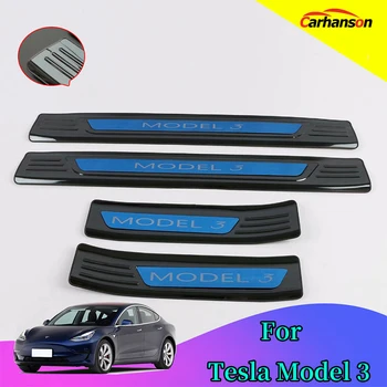 

For Tesla Model 3 door Sill Trim Strip Stainless Steel Scuff plate Auto Guard Protector Sticker Car Accessories Styling 20172019