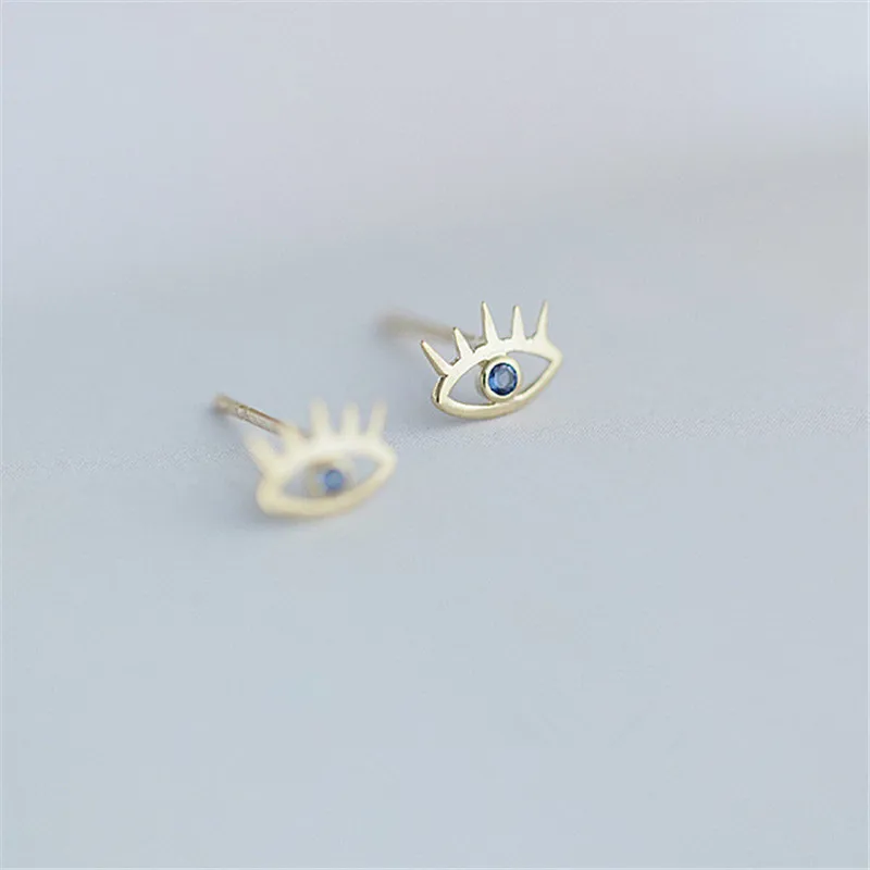 925 Sterling Silver European 14k Gold Plating Evil Eye Stud Earrings Women Anti Villain Evil Spirit Classic Party Jewelry - Image 4