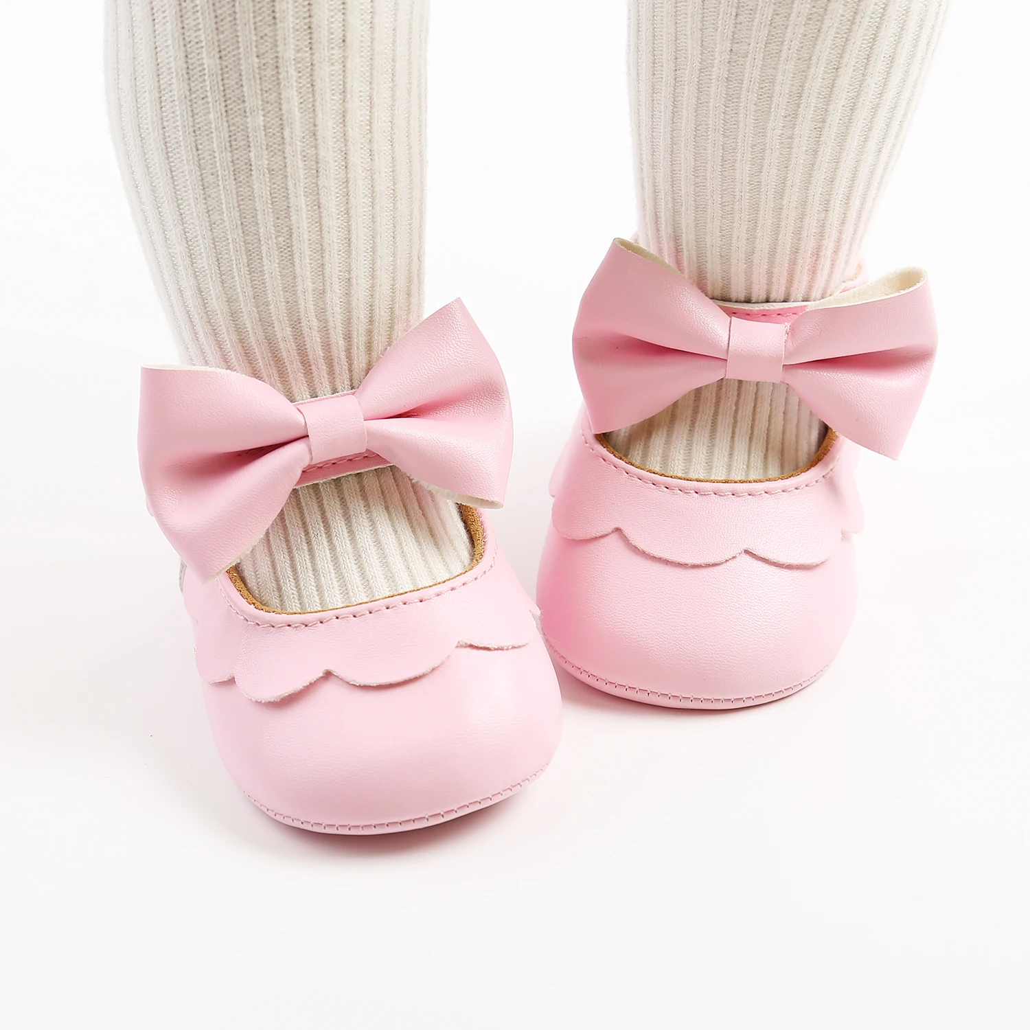 FOCUSNORM 4 Colors Newborn Baby Girls Boys Crib Shoes 0-18M Solid Bowknot Soft Sole Shoes