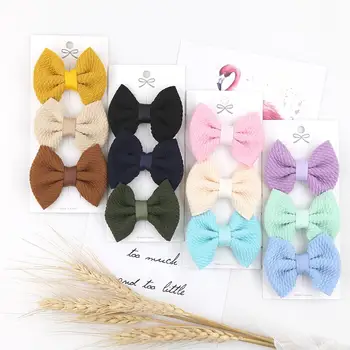 

30 Pcs/Lot Solid 6cm Mini Hair Clips Handmade Seersucker BB Barrettes Cute Covered Clips Hairpins Baby Girls Hair Accessories