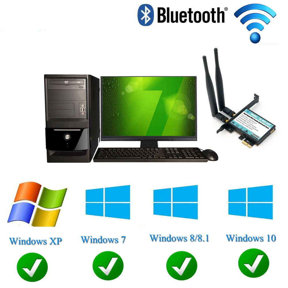 WiFi Ethernet Сетевая карта 7265 модуль для PCI-E 1X WiFi карта адаптер Bluetooth 4,0 двухдиапазонный 2,4 ГГц 5 ГГц 802.11AC A/B/G/N Wi-Fi