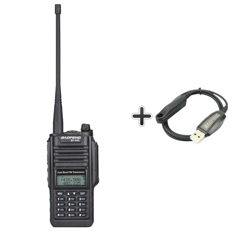 Add 1 Program Cable Baofeng BF-A58 Walkie Talkie IP67 водонепроницаемый UHF VHF радио двухдиапазонный A58 двухсторонний радиоприемопередатчик Woki Toki Baofeng UV-9R Plus - Цвет: Add 1 Program Cable