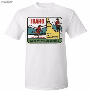 

New Short Sleeve O-Neck Tops Tees Men Vintage State Idaho Printed Custom T Shirts Tee Shirt Fashion T-Shirt