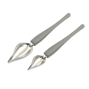 

2 Pcs Chef Decoration Pencil Anti-slip Accessories Draw Tools Stainless Steel Portable Sauce Painting Coffee Spoon Kitchen Home