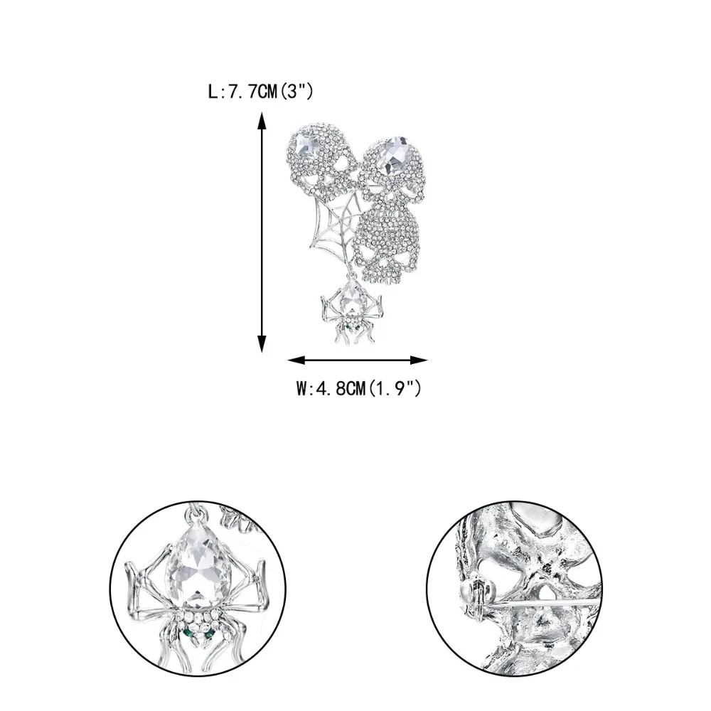 Tuliper скелет, череп на Хэллоуин Человек-паук брошь булавка в виде животного австрийская брошь с кристаллами для Для женщин вечерние, ювелирное изделие, подарок