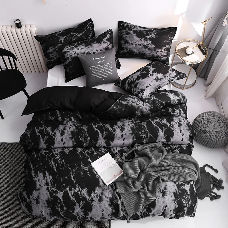 Классический Комплект постельного белья супер ковровое покрытие наборы 3 шт мраморный один размер queen черный камень одеяло постельное белье хлопок 200x200