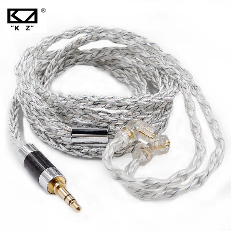 KZ Earphones Cable 8 Core Silver Blue Hybrid 784 Cores Plated Upgrade Heaset Wire For DQ6 ZAX ZS10 PRO ZSN ZSX | Электроника