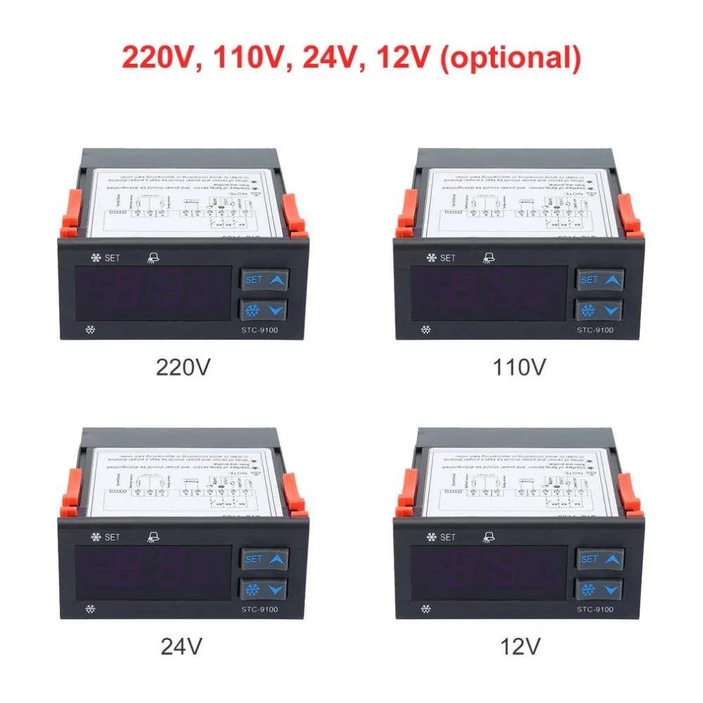 STC-9100 регулятор температуры для холодного хранения морозильник контроль температуры Лер охлаждения Мороз сигнализация двойной датчик горячая распродажа