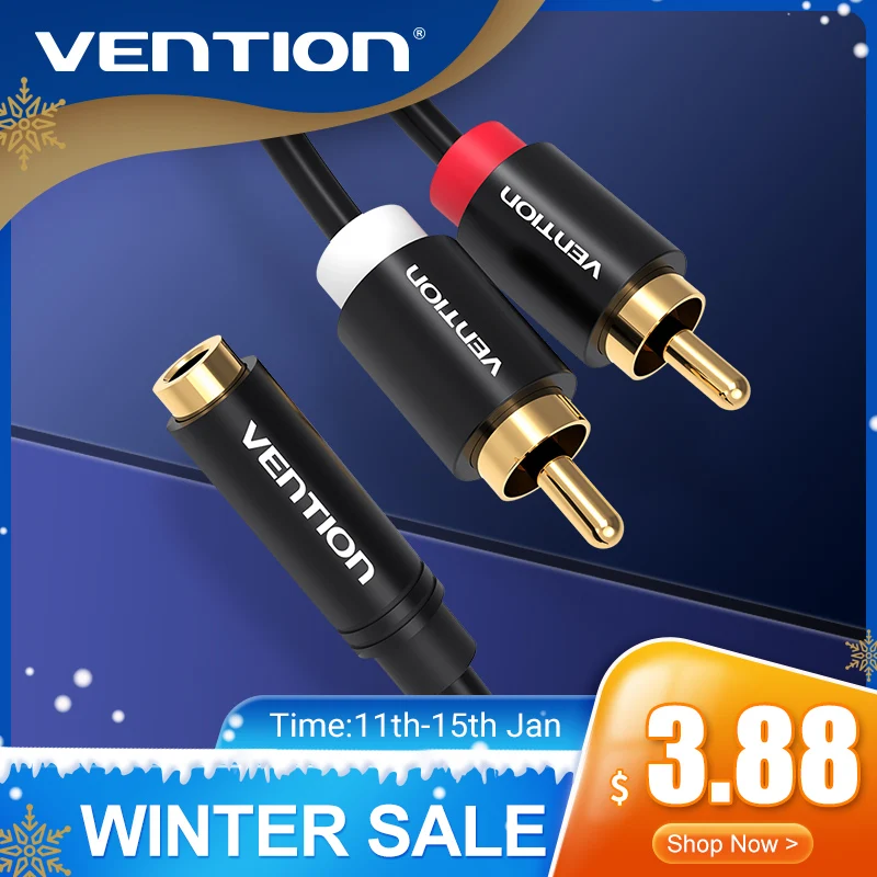 Аудиокабель Vention Female с разъемом 3 5 мм на 2RCA Male сплиттер RCA Jack Y для iPhone усилитель
