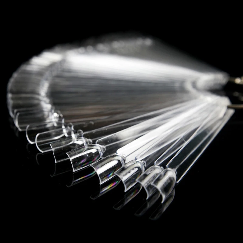 50Pcs Nail Art Tips Display Fan Shape Pop Stick Key Ring Polish Practice Salon Manicure Tools