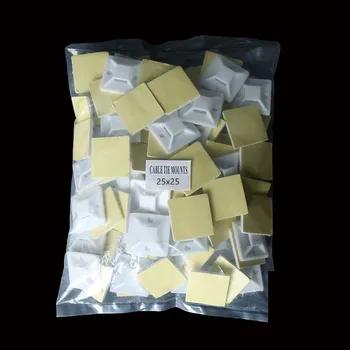 

500 PCS/Set 25mm*25mm White Cable Base Mounts Self Adhesive Cable Wire Zip Tie Mounts Bases Wall Holder Fixing Seat Clamps