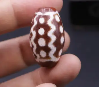 

Power Tibetan Old Red Agate Money Dots Lightening dZi Bead Amulet Pendant 34MM