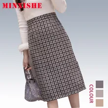 Юбки faldas mujer женские осенне-зимние плед Клетчатый шотландский миди с ворсом винтажная уличная юбка с высокой талией женские