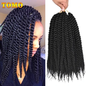 TOMO Senegalese Twist Crochet Braids Hair 12 18 Inch Synthetic Braiding Hair Extensions For Black Women Ombre Brown 12 Roots 1