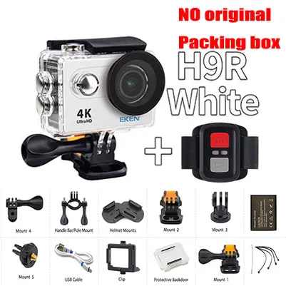 H9R White Оригинальная Экшн-камера eken H9 H9R Ultra FHD 4K 25fps 1080P 60fps WiFi 2," 170D mini go подводный водонепроницаемый шлем Спортивная камера - Цвет: H9R White